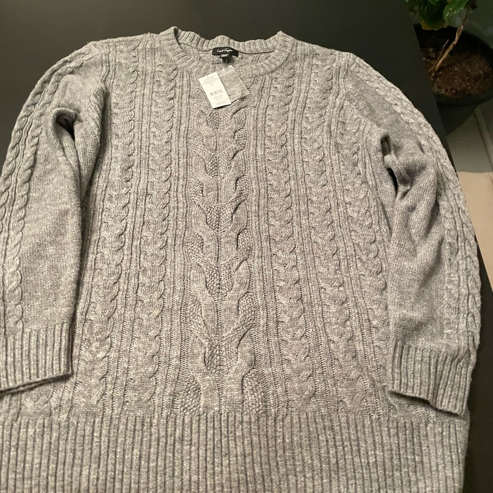 Lord & Taylor Heather Gray Cable Knit Sweater XL - Picture 1 of 2
